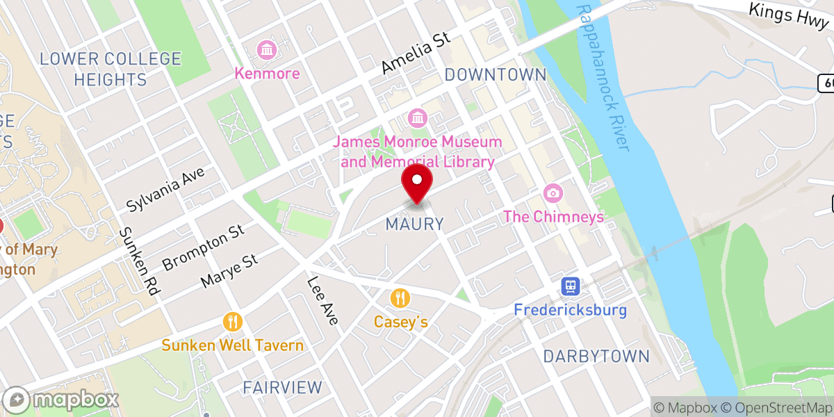 Map showing location of Fredericksburg Full Gospel Fellowship