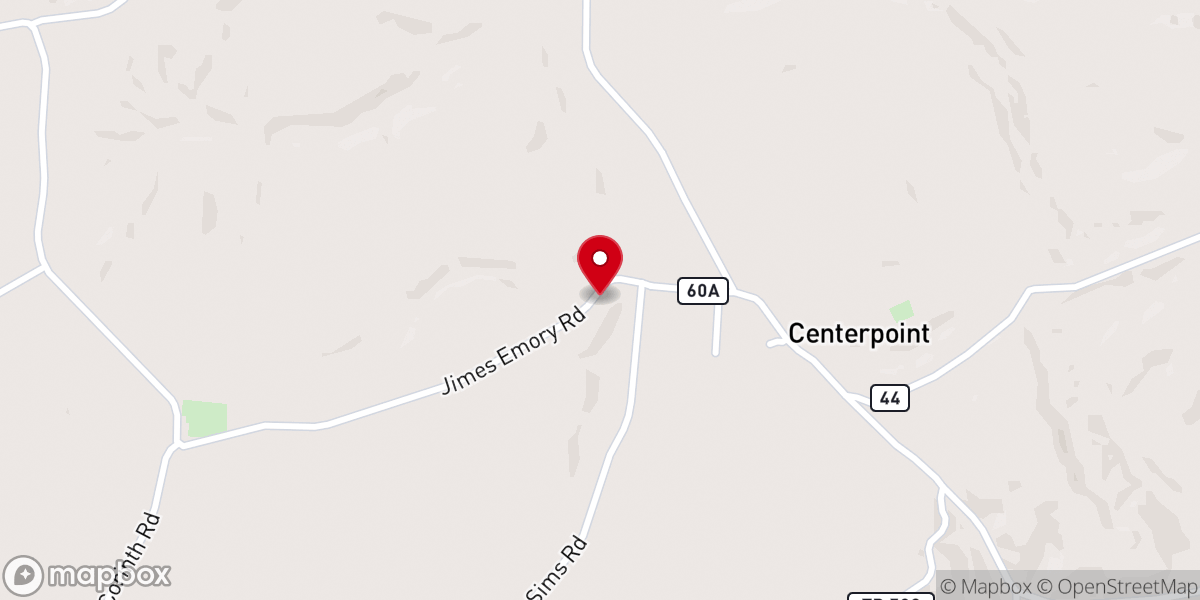 Map showing location of Centerpoint United Baptist Church