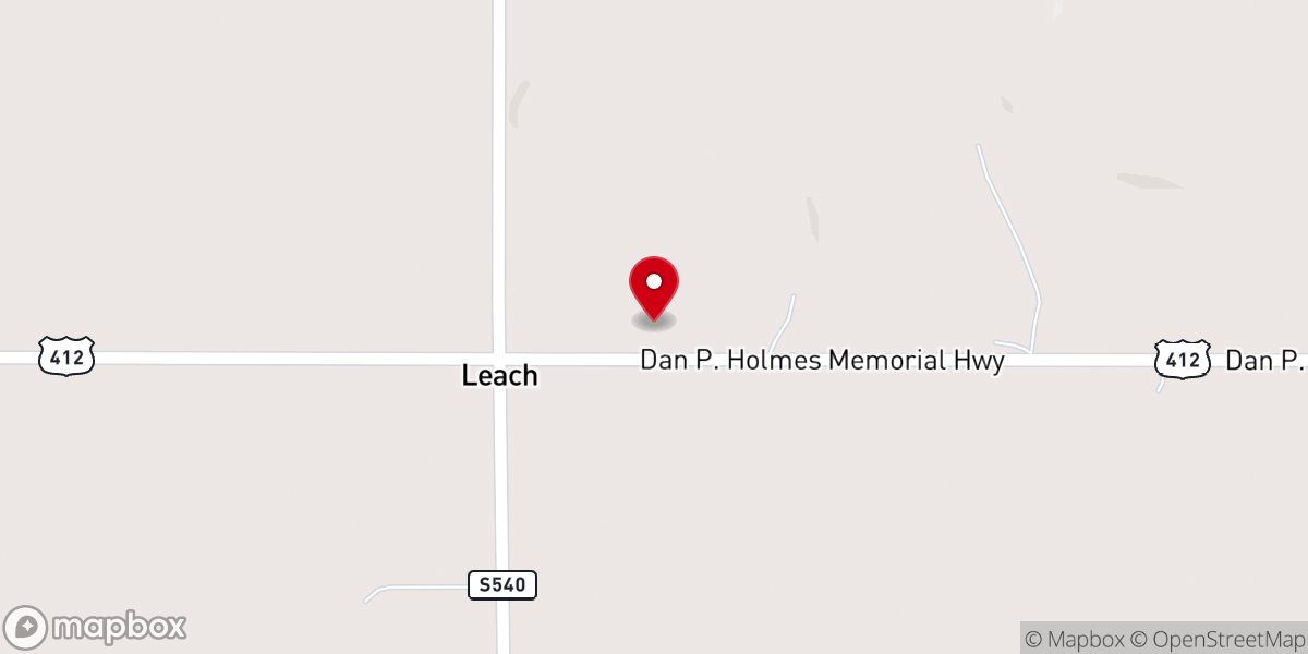 Map showing location of Leach First Baptist Church