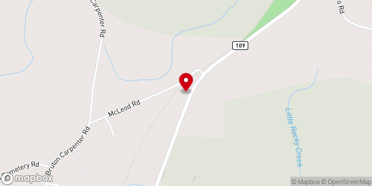 Map showing location of Clarks Grove Baptist Church
