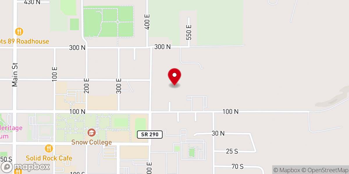 Map showing location of Ephraim Utah Temple
