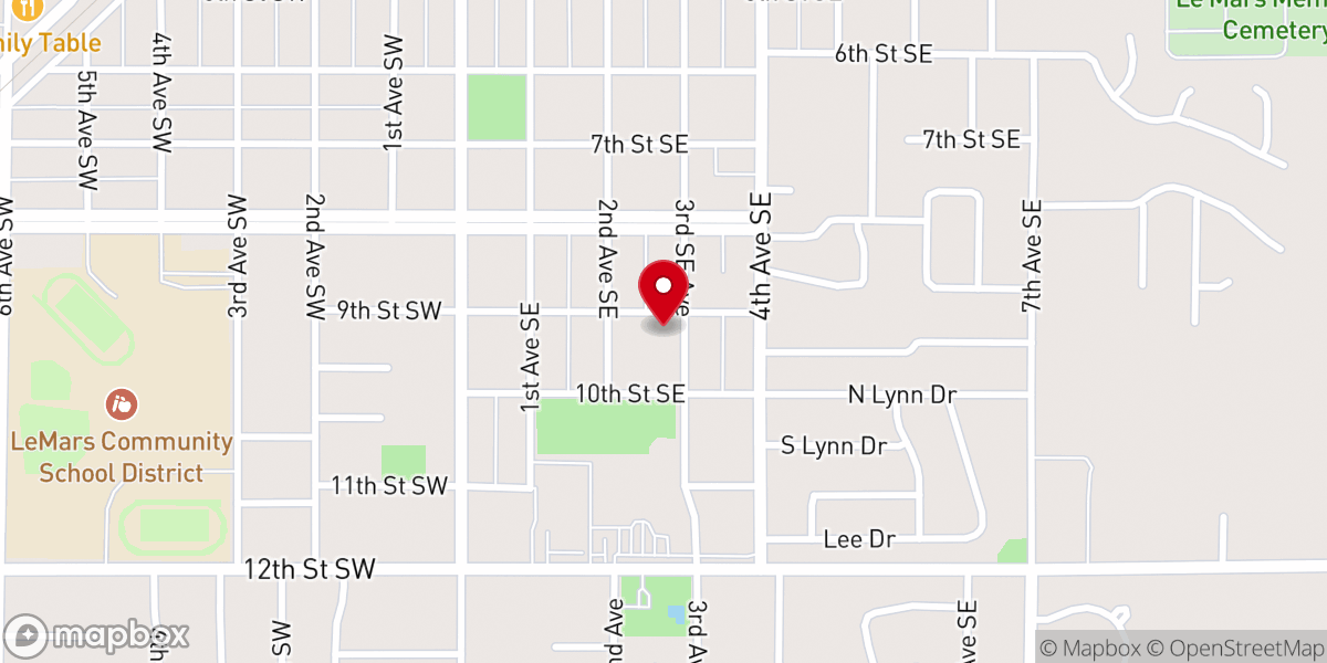 Map showing location of The Methodist Church of Le Mars