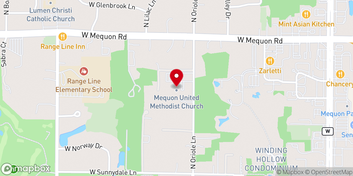 Map showing location of Mequon United Methodist Church