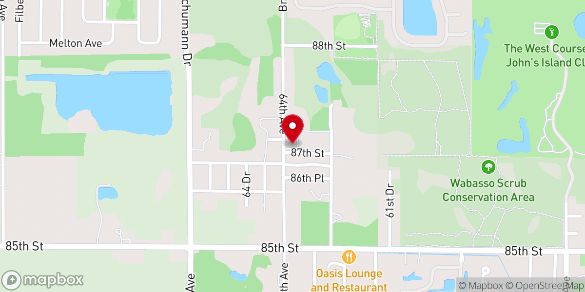 Map showing location of Wabasso Church of God
