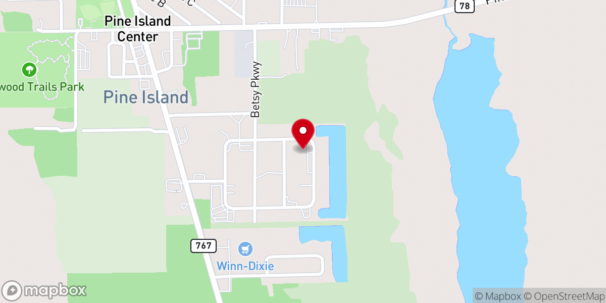 Map showing location of Pine Island Community Church