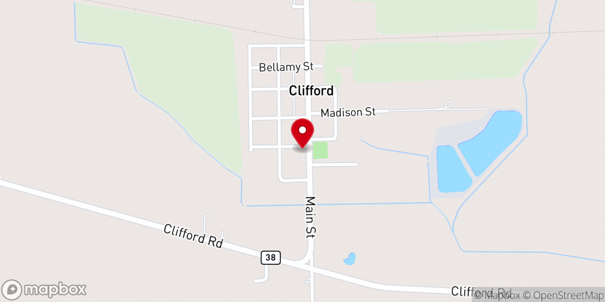 Map showing location of Clifford Baptist Church