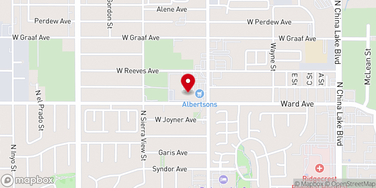 Map showing location of China Lake Baptist Church