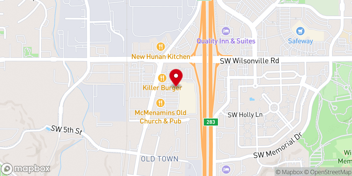 Map showing location of Wilsonville Old Town Square
