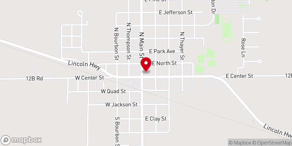 Map showing location of Heartland Church Bourbon