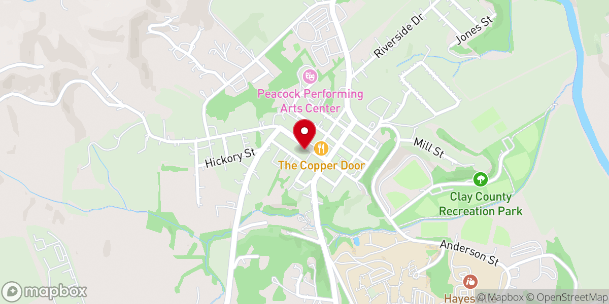 Map showing location of Hayesville First United Methodist Church