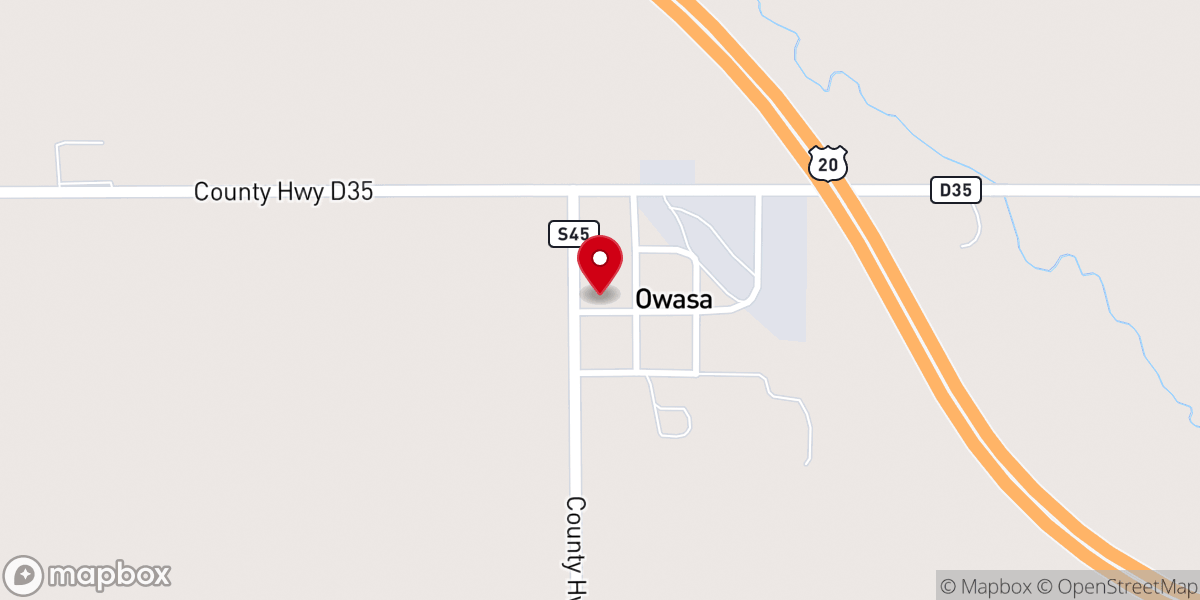 Map showing location of Owasa United Methodist Church