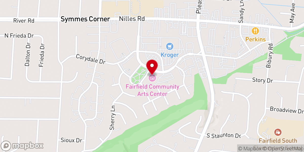 Map showing location of Fairfield Community Arts Center