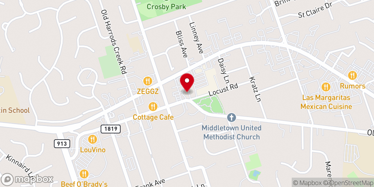 Map showing location of Middletown First Baptist Church