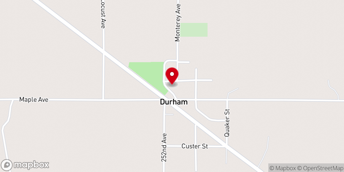 Map showing location of Durham United Methodist Church