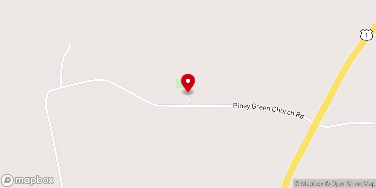 Map showing location of Piney Green Church