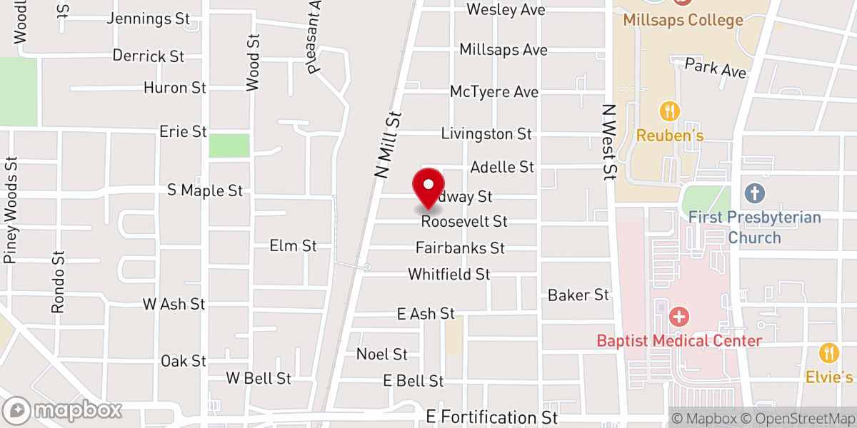 Map showing location of New Strangers Home Baptist Church