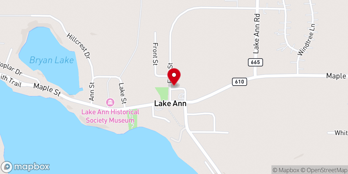 Map showing location of Lake Ann United Methodist Church