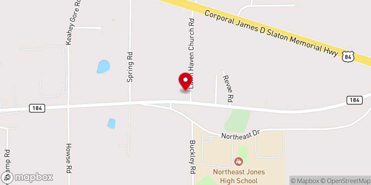 Map showing location of Lawn Haven Baptist Church