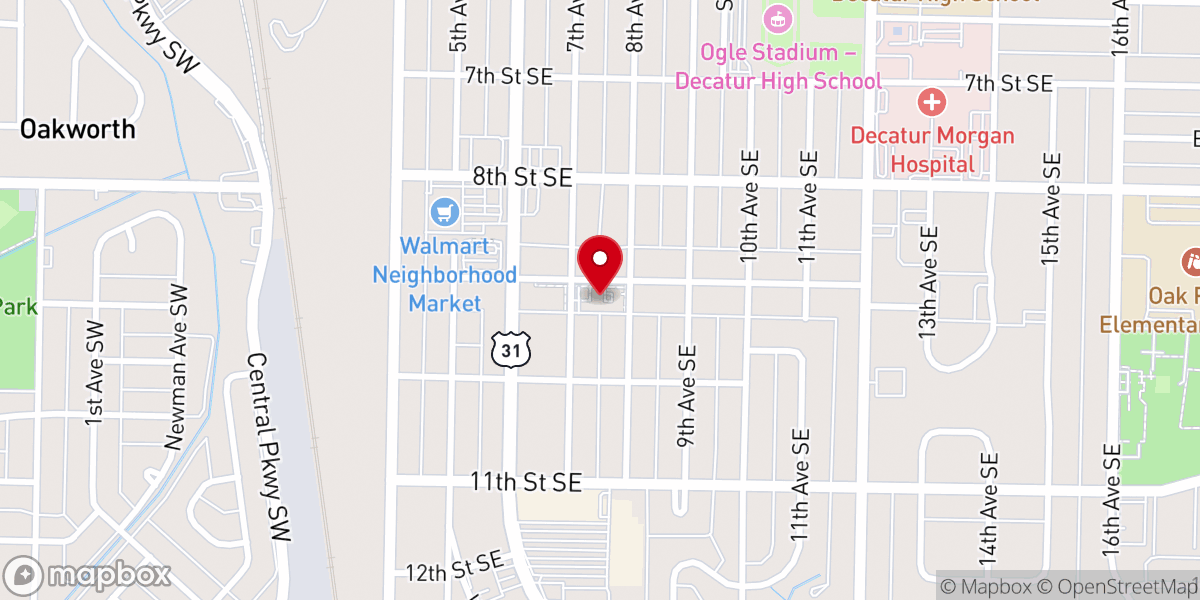 Map showing location of Southside Baptist Church
