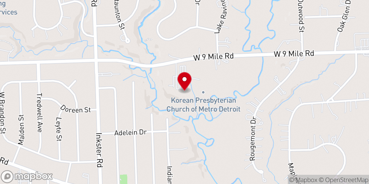 Map showing location of Korean Presbyterian Church of Michigan
