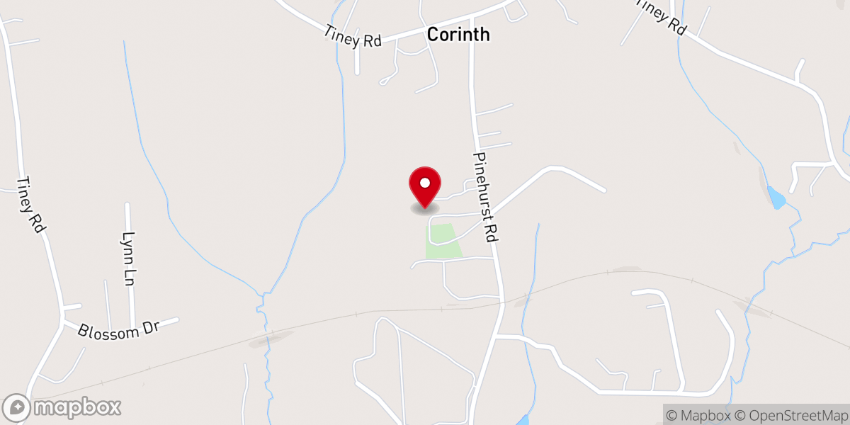 Map showing location of Corinth Baptist Church
