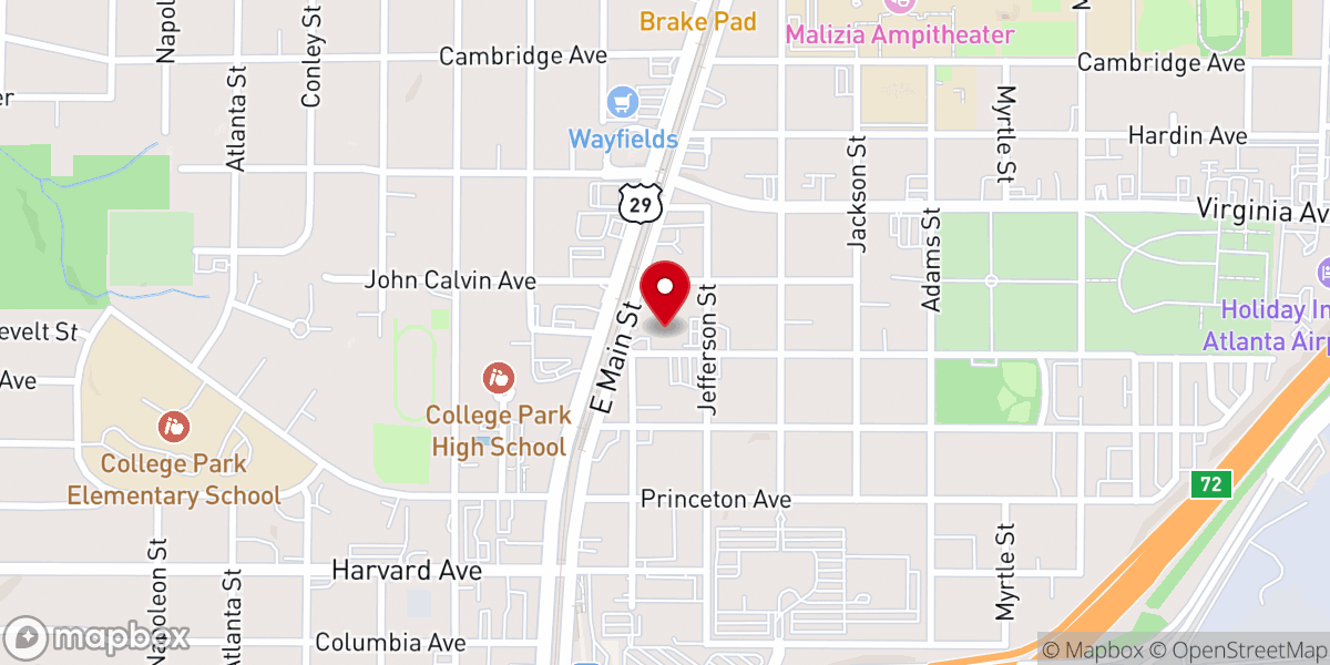 Map showing location of First Baptist Church of College Park