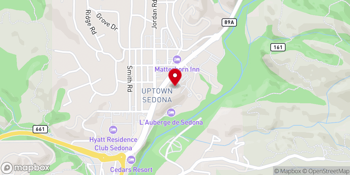 Map showing location of Hummingbird Sedona: Views/JACUZZl/All New Stylish! By Chapel of Holly Cross! Zen