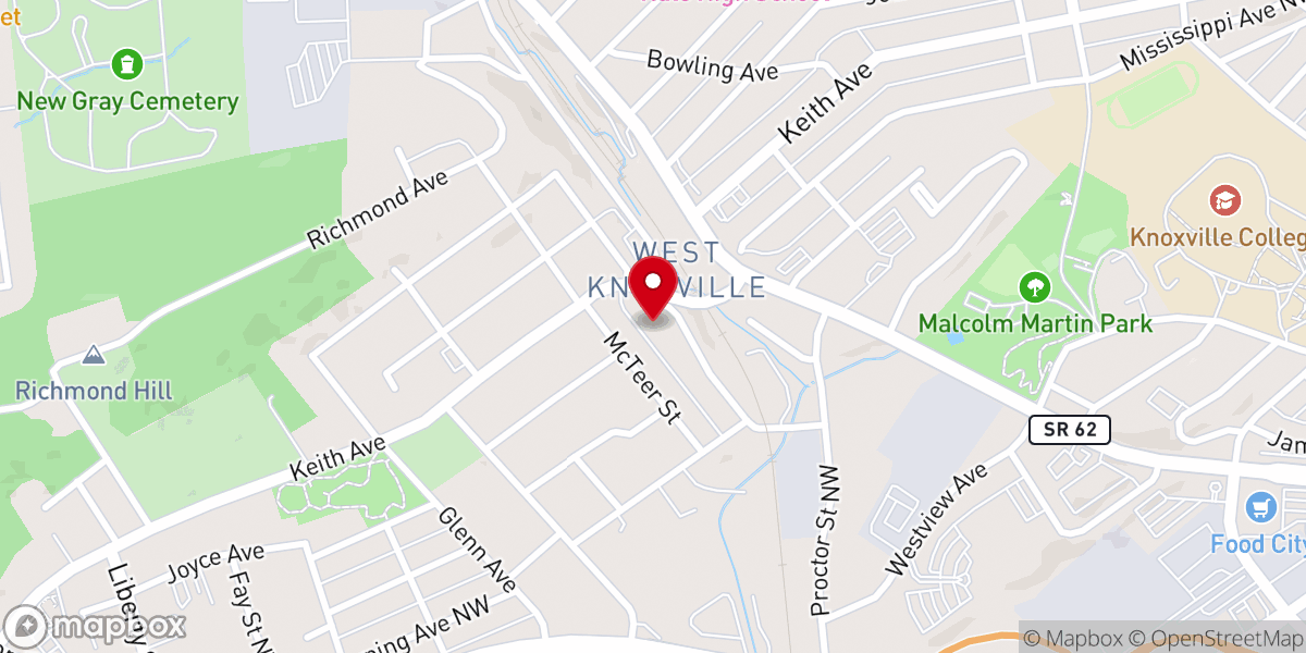 Map showing location of Deaderick Avenue Baptist Church
