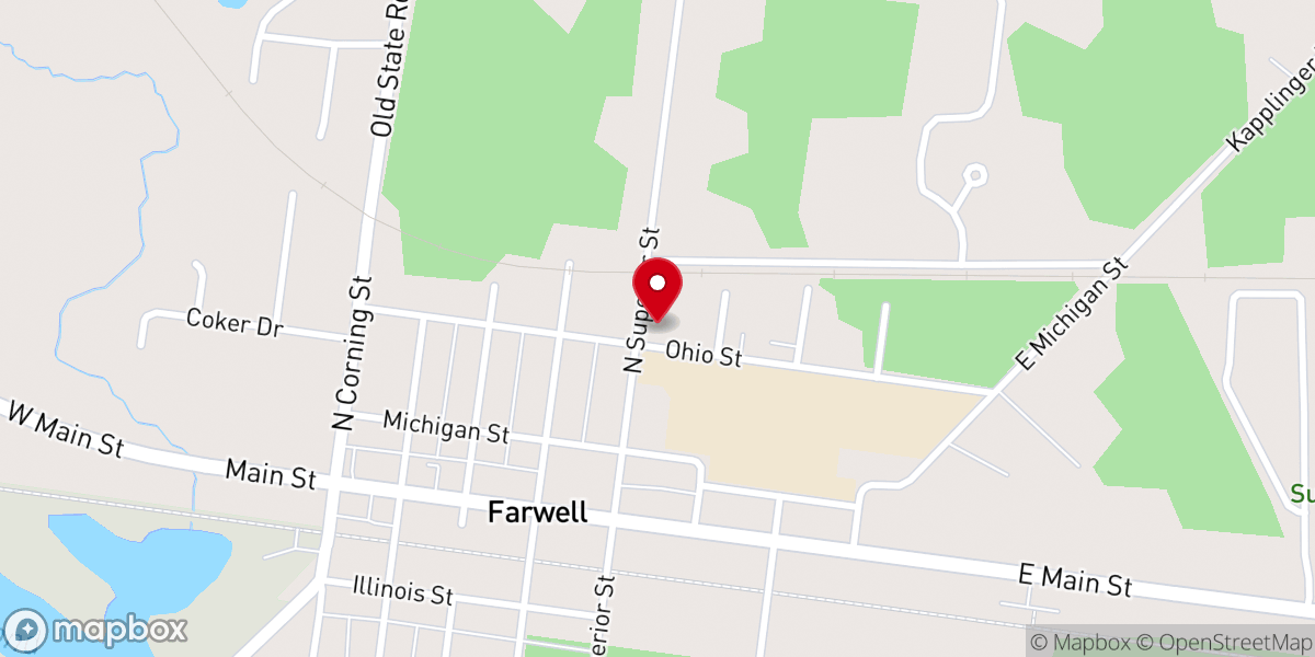 Map showing location of Farwell United Methodist Church
