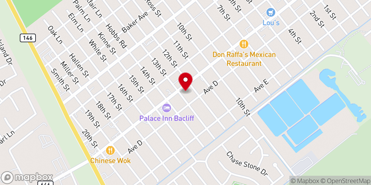 Map showing location of Faith Assembly of God Bacliff