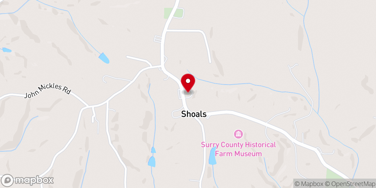 Map showing location of Shoals Methodist Church