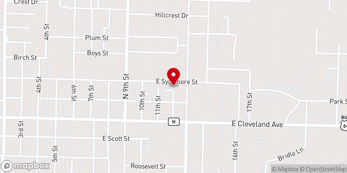 Map showing location of Temple Baptist Church