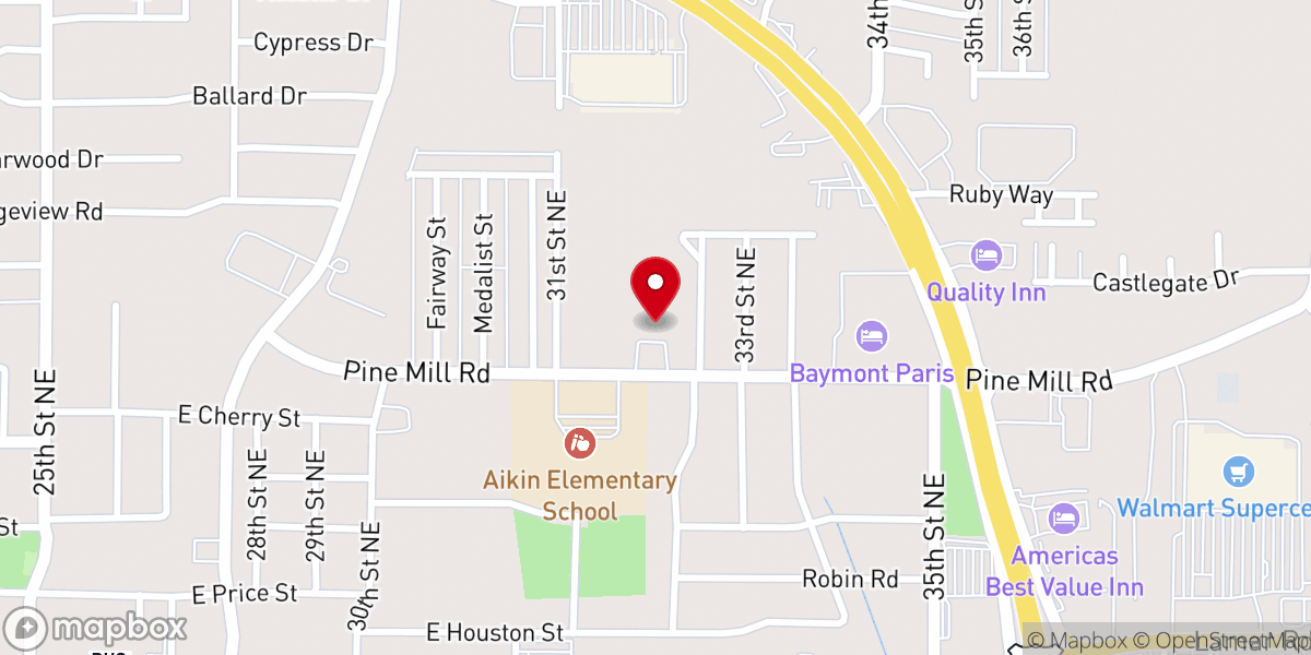 Map showing location of Victory Baptist Church