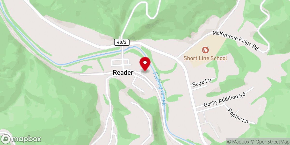 Map showing location of Reader Methodist Church
