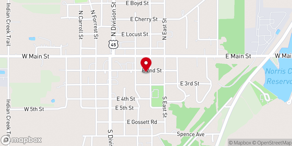 Map showing location of United Cumberland Presbyterian Church