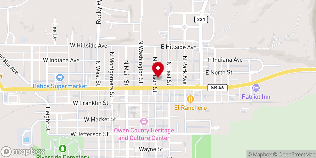 Map showing location of Spencer Wesleyan Church