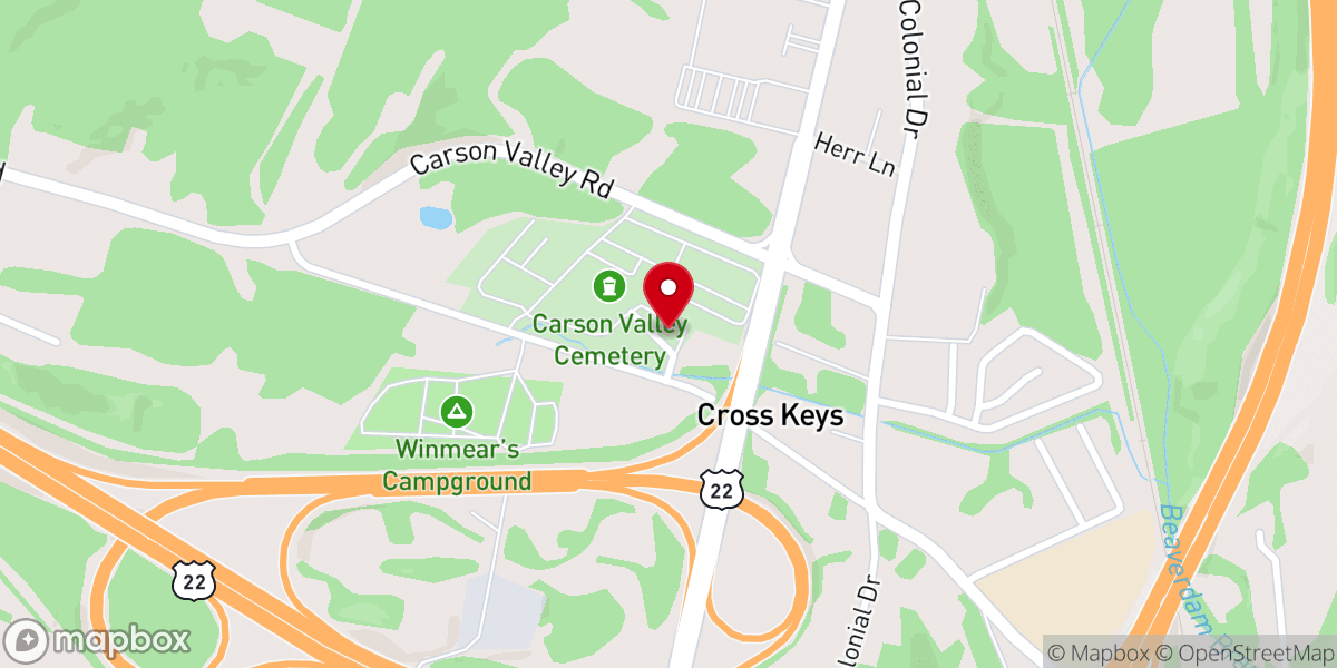 Map showing location of Carson Valley Church of the Brethren