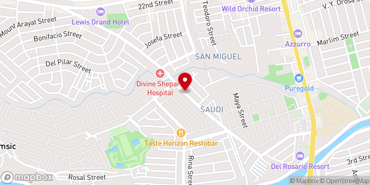 Map showing location of Hillcrest Baptist Church