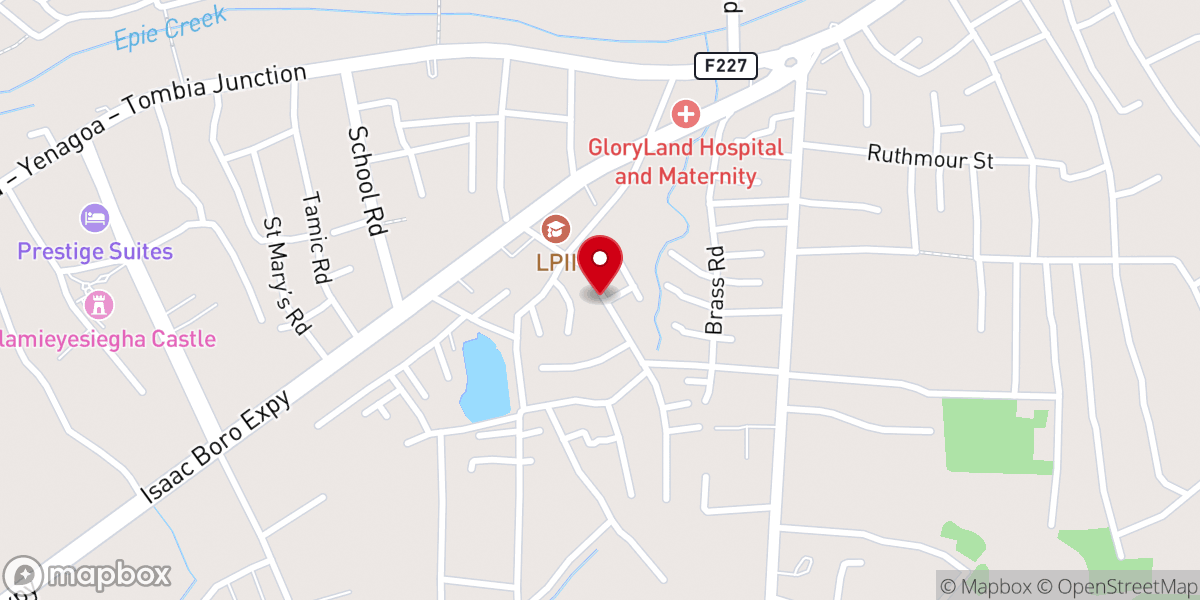 Map showing location of New Treasure Baptist church Etegwe Yenagoa Bayelsa
