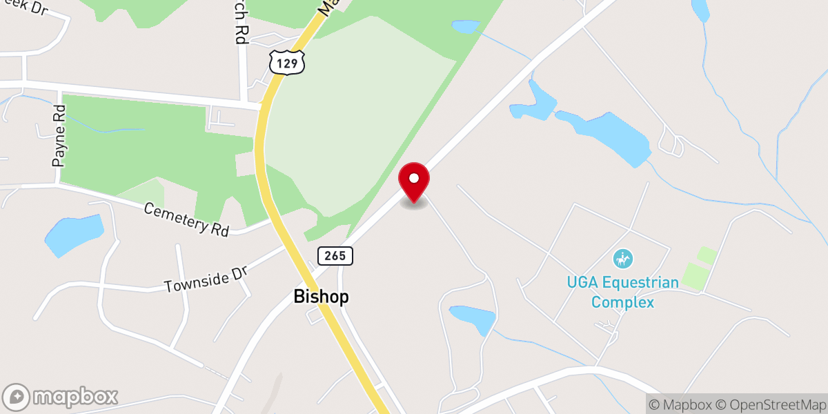 Map showing location of Bishop Baptist Church