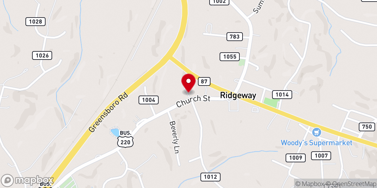 Map showing location of Ridgeway Methodist Church