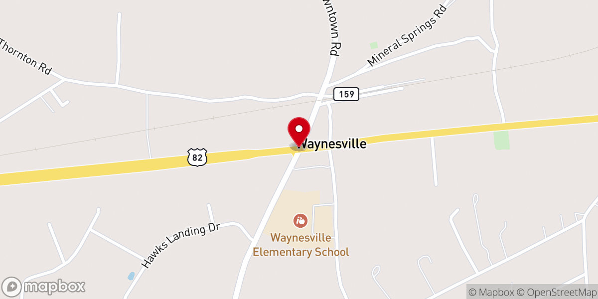 Map showing location of Waynesville Church of God