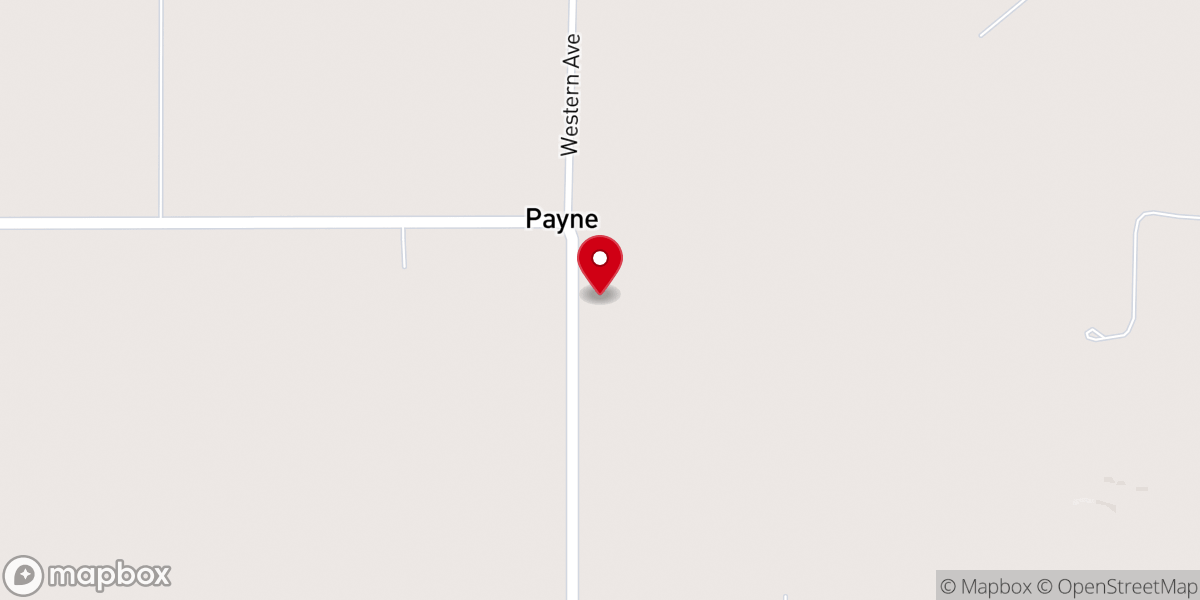 Map showing location of Payne Baptist Church