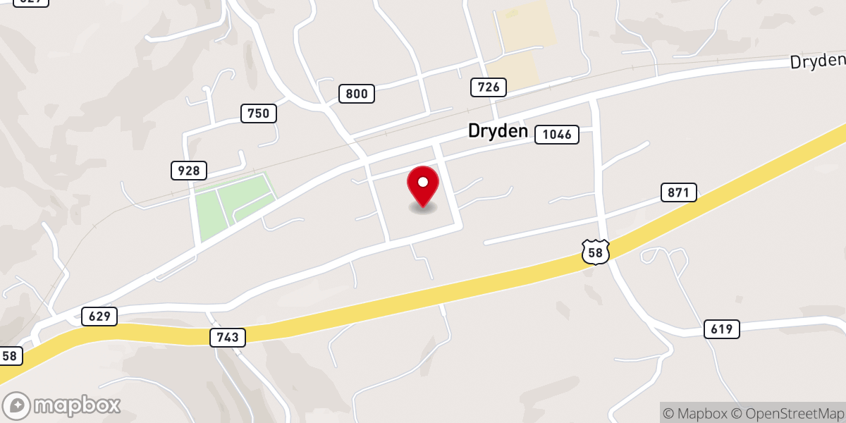 Map showing location of Dryden Missionary Baptist Church