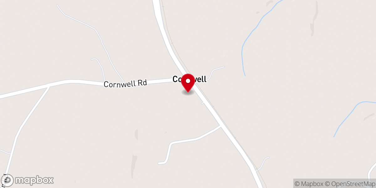 Map showing location of Cornwell Presbyterian Church