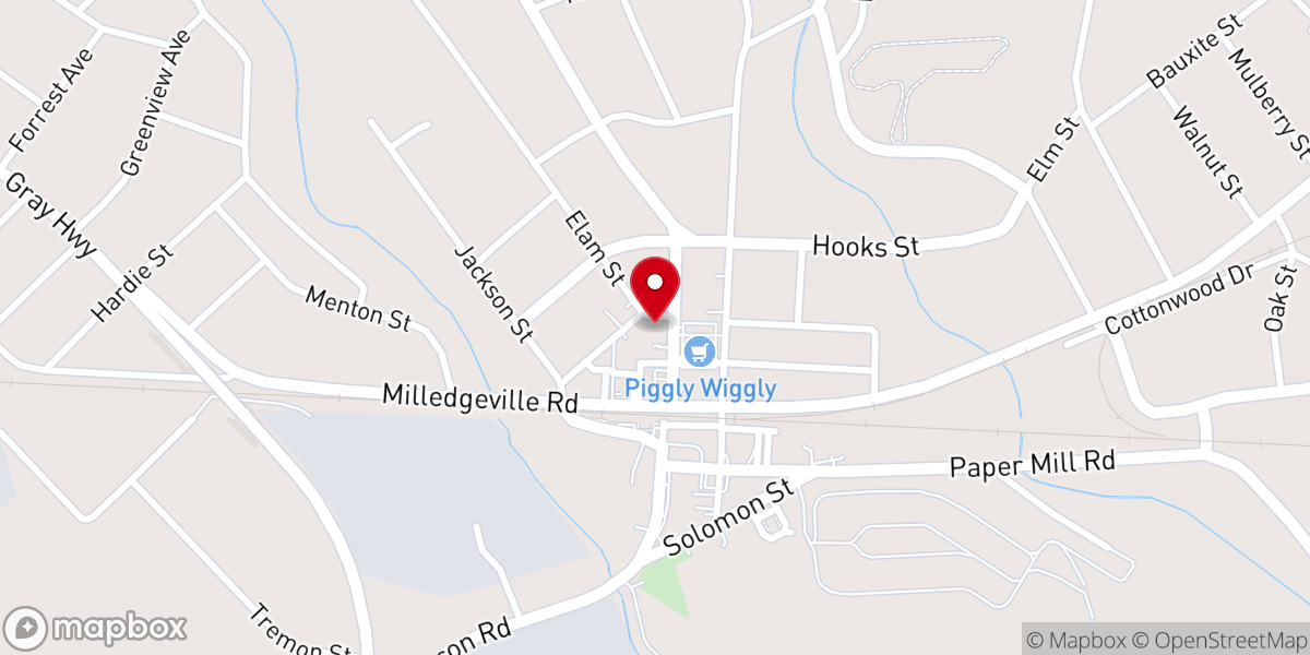 Map showing location of First Baptist Church Gordon