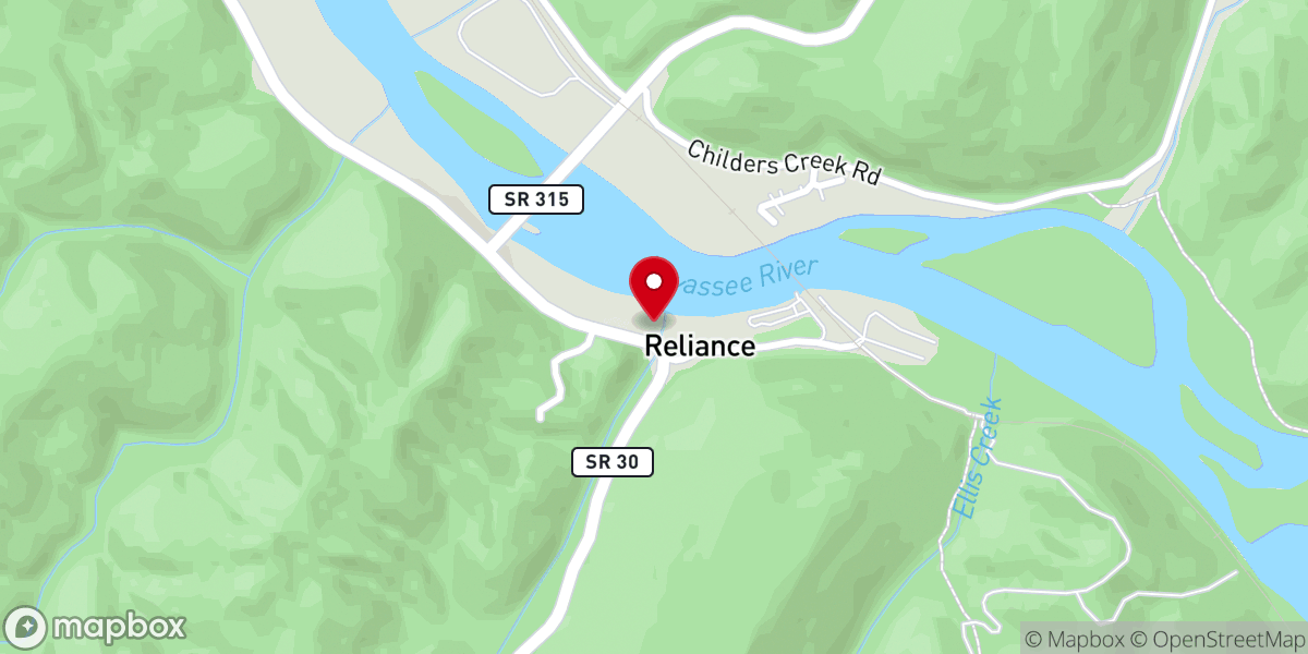 Map showing location of Hiwassee Union Church