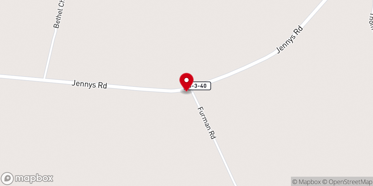 Map showing location of Harmony Baptist Church