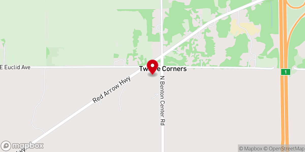 Map showing location of Twelve Corners Community Church