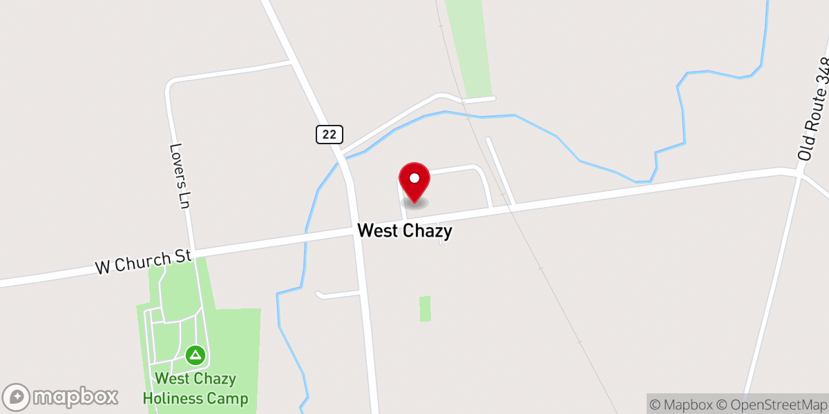 Map showing location of West Chazy Community Church